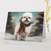 Malti Tzu Dog im Schnee Weihnachten Karte (Gelbe Blume)