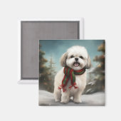 Malti Tzu Dog im Schnee Weihnachten Magnet (Vorderseite/Rückseite)