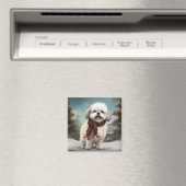 Malti Tzu Dog im Schnee Weihnachten Magnet (In Situ (Geschirrspüler))