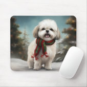 Malti Tzu Dog im Schnee Weihnachten Mousepad (Mit Mouse)