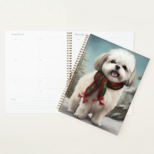 Malti Tzu Dog im Schnee Weihnachten Planer