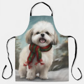 Malti Tzu Dog im Schnee Weihnachten Schürze (Vorderseite)