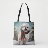 Malti Tzu Dog im Schnee Weihnachten Tasche (Vorderseite)