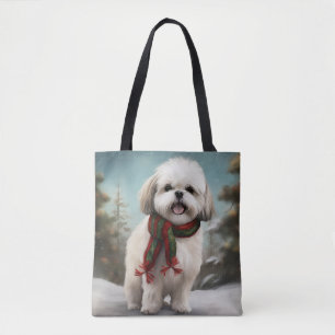 Malti Tzu Dog im Schnee Weihnachten Tasche
