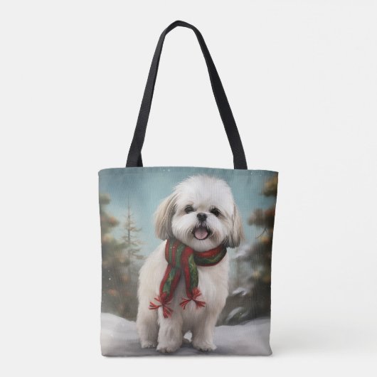 Malti Tzu Dog im Schnee Weihnachten Tasche (Rückseite)