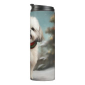 Malti Tzu Dog im Schnee Weihnachten Thermosbecher (Nach rechts gedreht)