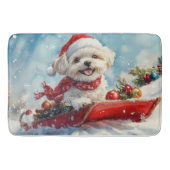 Malti Tzu Dog in Sledge Let it Schnee Weihnachten Badematte (Vorderseite)