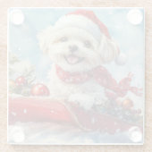 Malti Tzu Dog in Sledge Let it Schnee Weihnachten Glasuntersetzer (Rückseite)