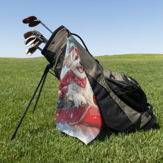 Malti Tzu Dog in Sledge Let it Schnee Weihnachten Golfhandtuch (Gras)