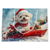 Malti Tzu Dog in Sledge Let it Schnee Weihnachten Große Geschenktüte (Vorderseite)