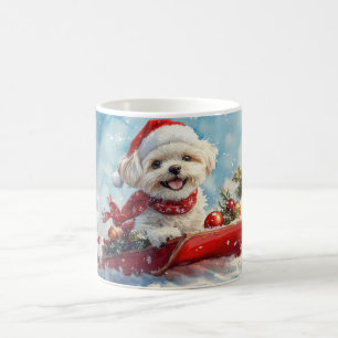 Malti Tzu Dog in Sledge Let it Schnee Weihnachten Kaffeetasse