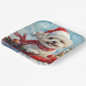 Malti Tzu Dog in Sledge Let it Schnee Weihnachten Pappteller (Gewinkelt)