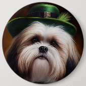 Malti Tzu Dog in St. Patrick's Day Dress Button (Vorderseite)