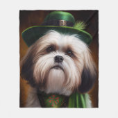Malti Tzu Dog in St. Patrick's Day Dress Fleecedecke (Vorderseite)