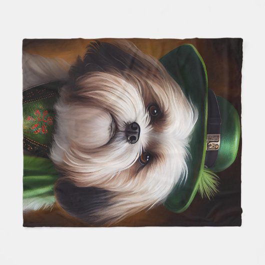 Malti Tzu Dog in St. Patrick's Day Dress Fleecedecke (Vorderseite (Horizontal))