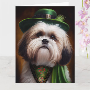 Malti Tzu Dog in St. Patrick's Day Dress Karte