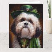 Malti Tzu Dog in St. Patrick's Day Dress Karte (Vorderseite)