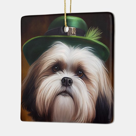 Malti Tzu Dog in St. Patrick's Day Dress Keramikornament (Links)