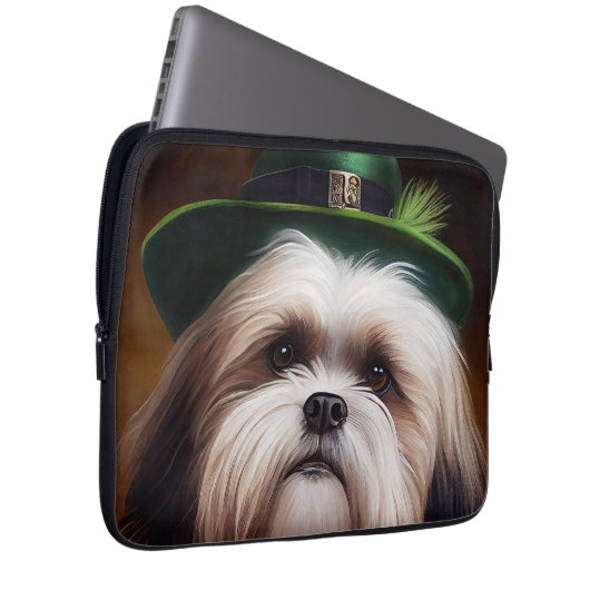 Malti Tzu Dog in St. Patrick's Day Dress Laptopschutzhülle (Vorne Rechts)
