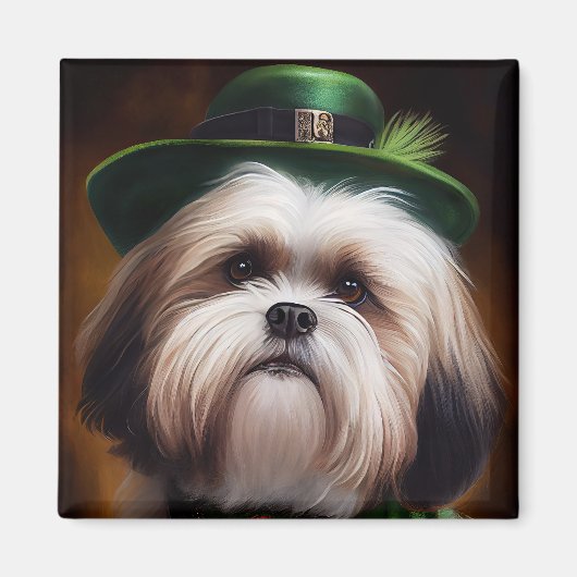 Malti Tzu Dog in St. Patrick's Day Dress Magnet (Vorne)