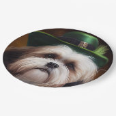 Malti Tzu Dog in St. Patrick's Day Dress Pappteller (Schrägansicht)