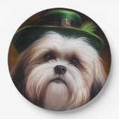 Malti Tzu Dog in St. Patrick's Day Dress Pappteller (Vorderseite)
