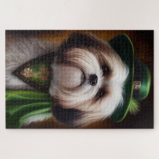 Malti Tzu Dog in St. Patrick's Day Dress Puzzle (Horizontal)
