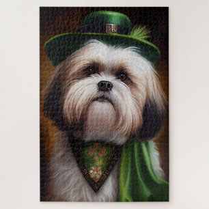 Malti Tzu Dog in St. Patrick's Day Dress Puzzle