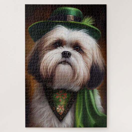 Malti Tzu Dog in St. Patrick's Day Dress Puzzle (Vertikal)