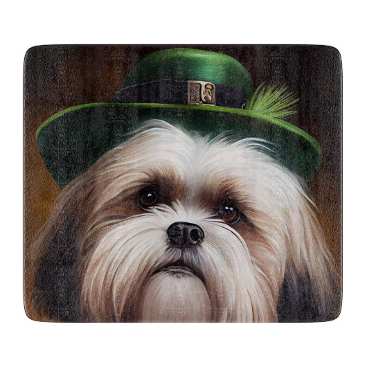 Malti Tzu Dog in St. Patrick's Day Dress Schneidebrett (Vorderseite)
