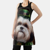 Malti Tzu Dog in St. Patrick's Day Dress Schürze (InSitu)