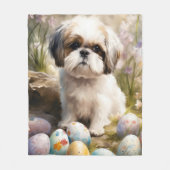 Malti Tzu Dog mit Ostereier Urlaub Fleecedecke (Vorderseite)