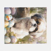 Malti Tzu Dog mit Ostereier Urlaub Fleecedecke (Vorderseite (Horizontal))