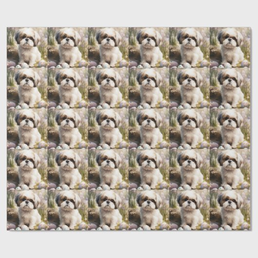 Malti Tzu Dog mit Ostereier Urlaub Geschenkpapier (Flach)