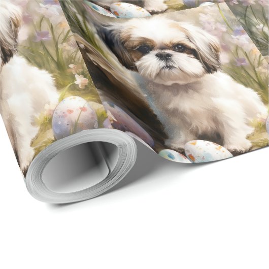 Malti Tzu Dog mit Ostereier Urlaub Geschenkpapier (Rolleneckpunkt)