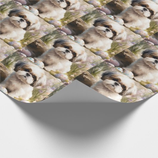 Malti Tzu Dog mit Ostereier Urlaub Geschenkpapier (Ecke)