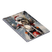 Malti Tzu Dog Riding Motorrad Weihnachten Notizblock (Rechte Seite)
