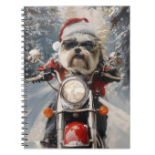 Malti Tzu Dog Riding Motorrad Weihnachten Notizblock (Vorderseite)