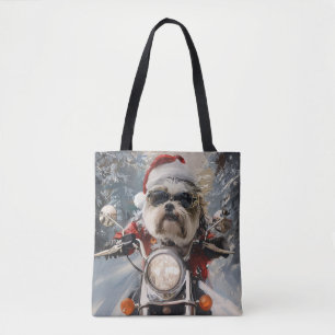 Malti Tzu Dog Riding Motorrad Weihnachten Tasche