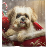 Malti Tzu Dog Weihnachtsfest Duschvorhang (Vorderseite)