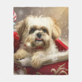 Malti Tzu Dog Weihnachtsfest Fleecedecke (Vorderseite)
