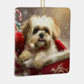 Malti Tzu Dog Weihnachtsfest Keramikornament (Rechts)