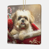 Malti Tzu Dog Weihnachtsfest Keramikornament (Links)