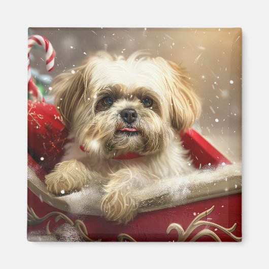 Malti Tzu Dog Weihnachtsfest Magnet (Vorne)