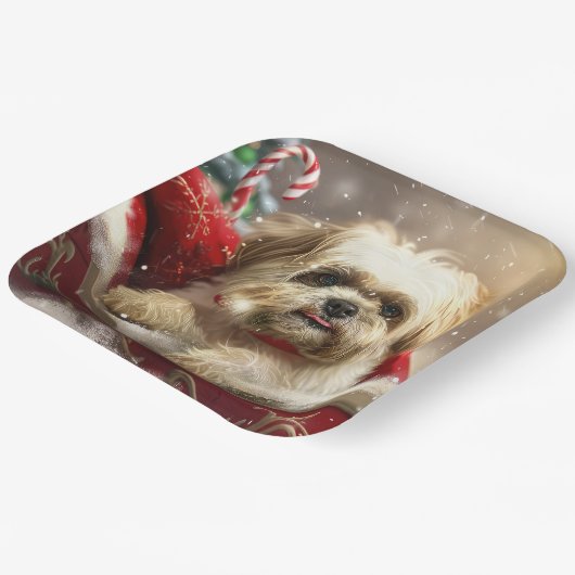 Malti Tzu Dog Weihnachtsfest Pappteller (Gewinkelt)
