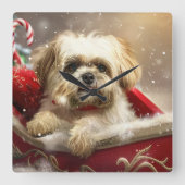 Malti Tzu Dog Weihnachtsfest Quadratische Wanduhr (Vorderseite)