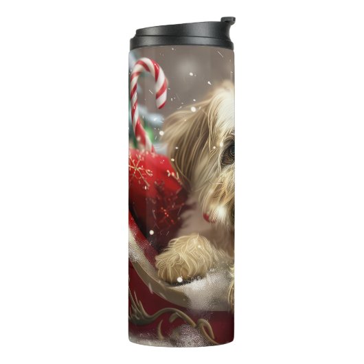 Malti Tzu Dog Weihnachtsfest Thermosbecher (Nach links gedreht)