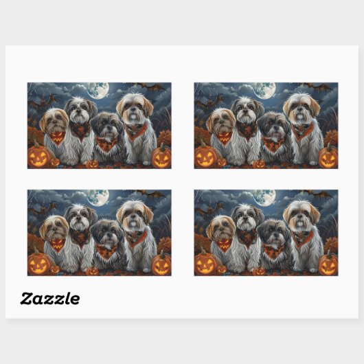 Malti Tzu Halloween Spooky Rechteckiger Aufkleber (Blatt)