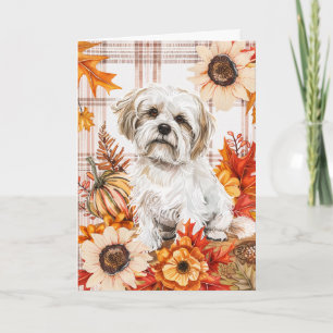 Malti Tzu Hund Herbst Erntedankfest Karte