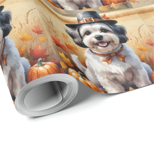 Malti Tzu im Herbst hinterlässt Erntedank Kunst Geschenkpapier (Rolleneckpunkt)